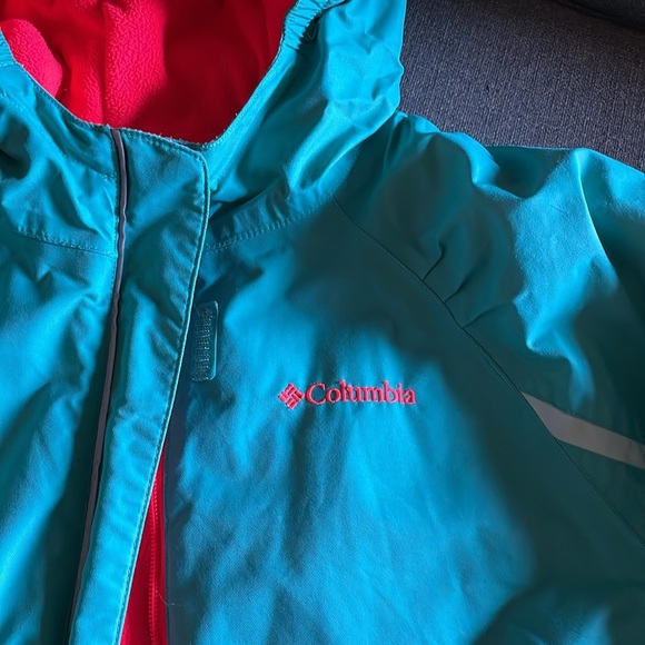 Columbia Kids L 14/16 Hooded Omni Heat Coat Teal & Pink - Picture 7 of 16